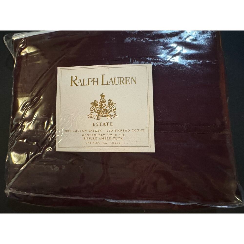RALPH LAUREN King Flat SHEET ESTATE SATEEN Burgundy 280 thread NWT